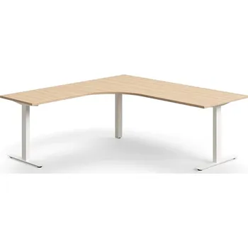 Psací stůl Rohový psací stůl QBUS, T-nohy, 2000x2000 mm, bílá podnož, dub