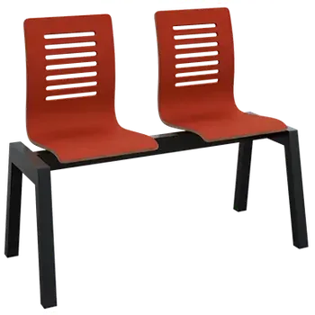 CARMEN PLUS 2, dřevěná lavice do čekárny, 2-sedák, vínová, kostra černá
