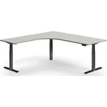 Výškově nastavitelný stůl QBUS, rohový, 2000x2000 mm, černá podnož, světle šedá
