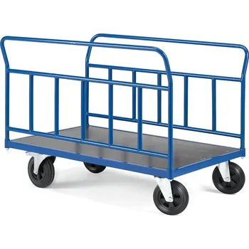 Plošinový vozík Plošinový vozík TRANSFER, 2 boční trubkové rámy, 1200x800 mm, gumová kola, s brzdami