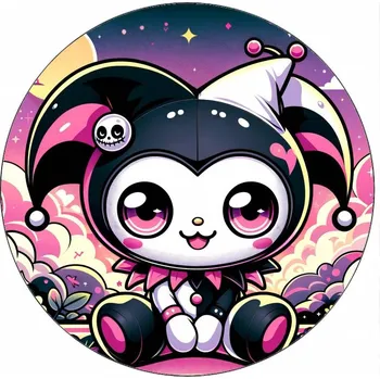 Jedlá dekorace na dort Jedlý papír Kuromi jako šašek 19,5 cm