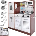 Kruzzel 22114 Dětská dřevěná kuchyňka s příslušenstvím XXL hnědá