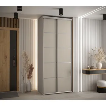 Šatní skříň Šatní skříň Dakota 4 - hloubka 45 cm Rozměry: 100 cm, Pásky / úchyty: Stříbrné, Barva korpusu + barva dveří: Kašmír