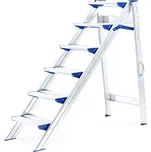 Skládací hliníkové schůdky MOUNT, 6 příček, výška 1380 mm