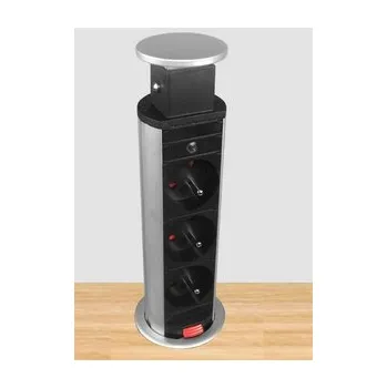 Napájecí kabel Rozvodný panel/zásuvková lišta COLUMN KZ 3 zásuvky 2m kabel černý