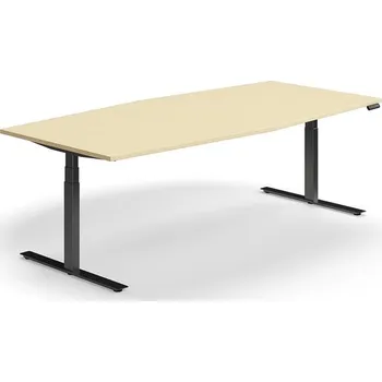 Jednací stůl Jednací stůl QBUS, výškově nastavitelný, ve tvaru sudu, 2400x1200 mm, černá podnož, bříza