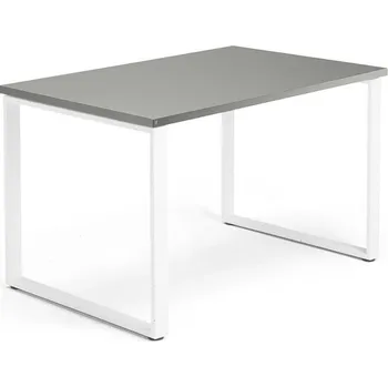 Psací stůl Psací stůl QBUS, O-podnož, 1200x800 mm, bílý rám, světle šedá