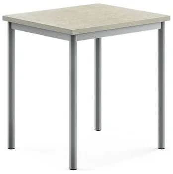 Jídelní stůl Stůl SONITUS, 700x600x720 mm, stříbrné nohy, deska s linoleem, šedá