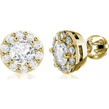 Náušnice Couple, Moderní náušnice Troy, žluté zlato se zirkony, Šroubek, 585-66-3-0277.0Z00.0.00.001.05