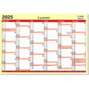Kalendář BOBO Lístkový kalendář pololetní A3 2025