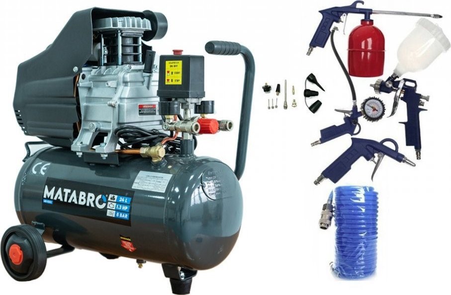 AKČNÍ SET SETMB-K102, Olejový kompresor 24l, 230V s příslušenstvím | 2500W | Matabro