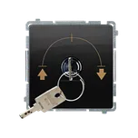 Simon Basic BMWZK.01/49 Spínač žaluziový na klíč (přístroj s krytem), 3 polohový, řazení 1-0-2 černá matná