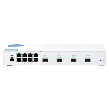 Switch QNAP řízený switch QSW-M408S (12portů: 8x Gigabit port + 4x 10G SFP+ porty)