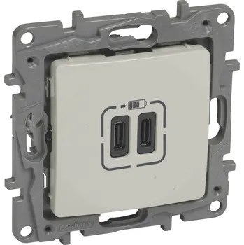 vypínač NIL DVOJITÁ NABÍJEČKA USB C+C BÉŽ. *764695 Legrand