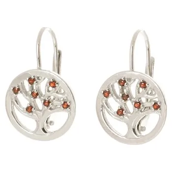 Náušnice Dámské stříbrné náušnice stromy života s českými granáty STNAU1932F
