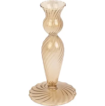 Svícen Svícen Swirl sklo pískově hnědé 17cm Present Time (Barva-pískově hnědá, sklo)