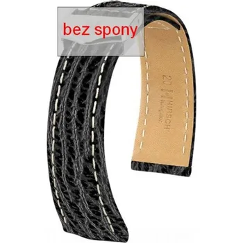 Módní doplněk Kožený řemínek Hirsch Navigator 07005450-0, černý, žraločí kůže, délka L, Quick Release - 20 mm (spona 18 mm)