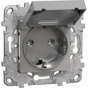 vypínač a zásuvka Zásuvka SCHUKO, 2P+E 250V/16A, IP44,alu