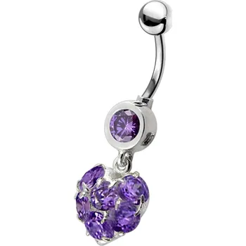 Piercing Šperky4U Stříbrný piercing do pupíku - srdíčko - BP01057-A