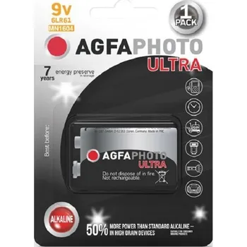 AgfaPhoto Ultra alkalická baterie 9V 6LR61/MN1604, 1ks blistr