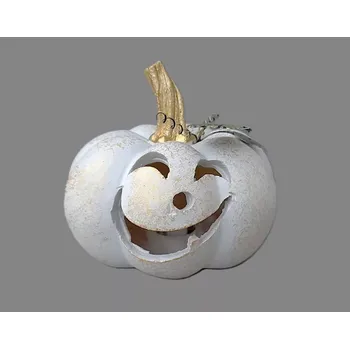 Dýně bílá zlatá stopka LED svítící 13cm (A00763)