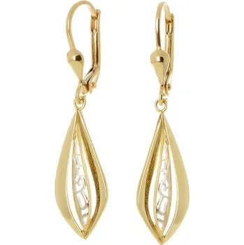 Náušnice Zlaté dámské visací náušnice NA1599F + dárek zdarma