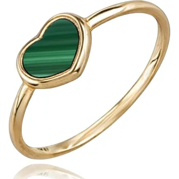 Prsten Zlatý prsten srdíčko se zeleným malachitem Au 585/1000