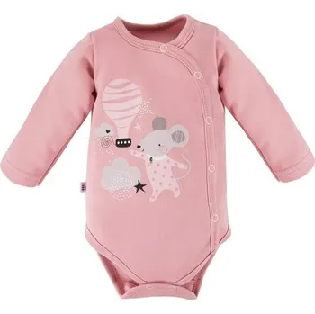 Kojenecké oblečení Eevi Body celorozepínací dlouhý rukáv Mellow RŮŽOVÉ - 50