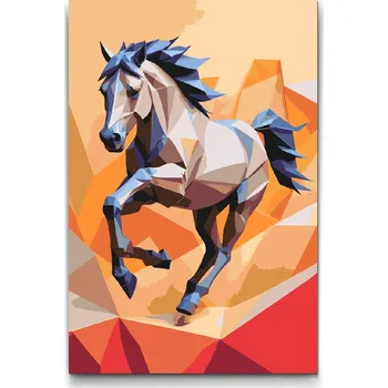 Malování podle čísel - Origami kůň v běhu Velikost: 40x60cm, Rámování: Pouze srolované plátno