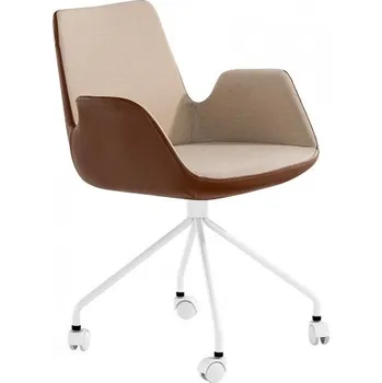 Otočná židle na kolečkách Artos - hnědá/béžová