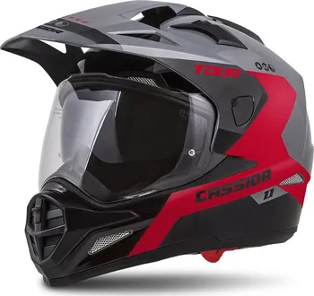 Helma na motorku Cassida Tour 1.1 Spectre šedá/červená fluo/černá