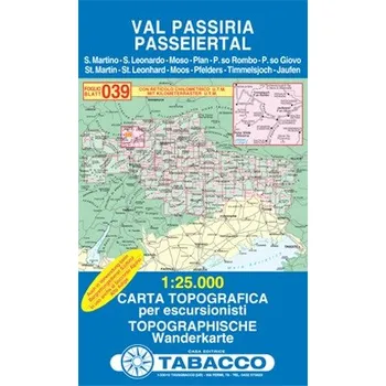 Val Passiria, Passeiertal (Tabacco - 039) - turistická mapa | knihynahory.cz