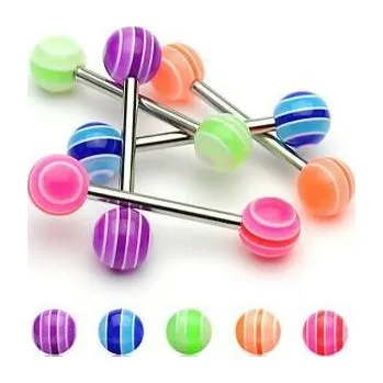 Piercing Piercing činka chirurgická ocel s UV kuličkami HWBA50