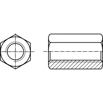 Matice PROFISTYL DIN 6334 matice šestihranná prodlužovací, vysoká 3d (spojovací) nerez A2 Varianta: DIN 6334 Šestihranná spojovací matice. 3d nerez A2 M5x15