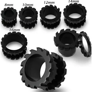 Piercing Tunel chirurgická ocel pila černá PBZER174