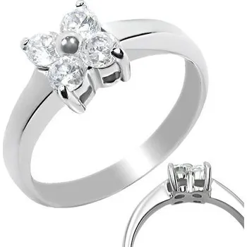 Prsten Prsten chirurgická ocel osázený kamínky do tvaru květu