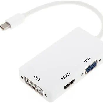 Datový kabel 3v1 redukce / adaptér Mini DisplayPort (Thunderbolt) na HDMI / VGA / DVI - bílá