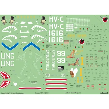 Plastikový model 1:48 Lockheed P-38F/G, dekály