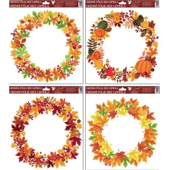 Okenní dekorace Okenní fólie 30x30 cm, podzimní věnce