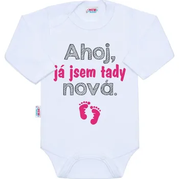 New Baby Body s potiskem Ahoj, já jsem tady nová, vel.50