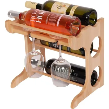 Stojan na víno Domácí vinotéka 658 - Malá vinotéka na 4 lahve a 2 skleničky