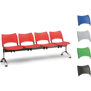 Klavírní stolička a lavice Lavice do čekáren, čtyřmístná, chrom-plast, Visio Barva: černá