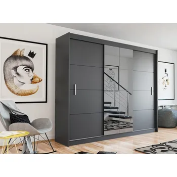 Šatní skříň Nábytek Pyramida, s.r.o. Šatní skříň FAUSTA 2 250 grafit/grafit