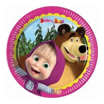 Party dekorace Talíře papírové MÁŠA A MEDVĚD 20 cm, 8 ks