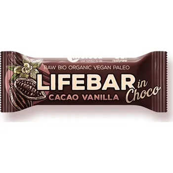 Čokoládová tyčinka Lifefood LIFEBAR INCHOCO BIO RAW s kakaovými boby a vanilkou 40g