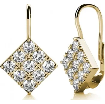 Náušnice Couple, Zajímavé náušnice Mia, žluté zlato se zirkony, 585-68-3-0594.0Z00.0.00.001.08