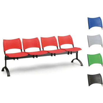 Klavírní stolička a lavice Lavice do čekáren, čtyřmístná, černá-plast, Visio Barva: šedá