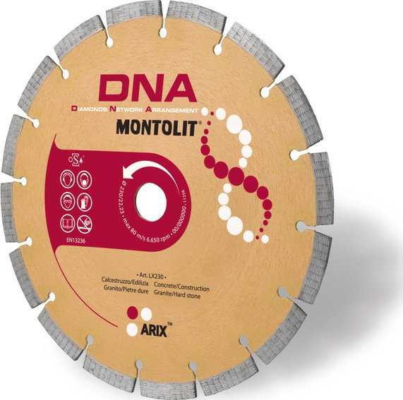 Brevetti Montolit LX230, segmentový diamantový kotouč DNA na stavební materiály