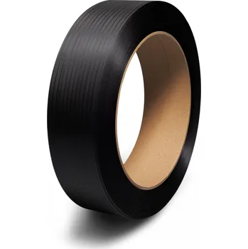 Obalový materiál UNIPACK Polypropylenová páska - 12 x 0.7 mm, dutinka 406 mm, 200 kg v tahu, 2200 m Vázací páska: PPE, rozměr 12x0.70mm, černá, pevnost 2000N, návin 2.2 km