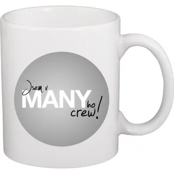 Hrnek malý bílý s potiskem Jsem v MANYho Crew hrnek bílý